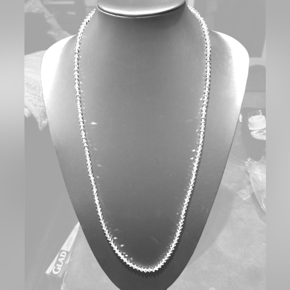 AB Crystal Bicone Bead Layering Necklace - Clear Iridescent Stones 48”length - Picture 3 of 10